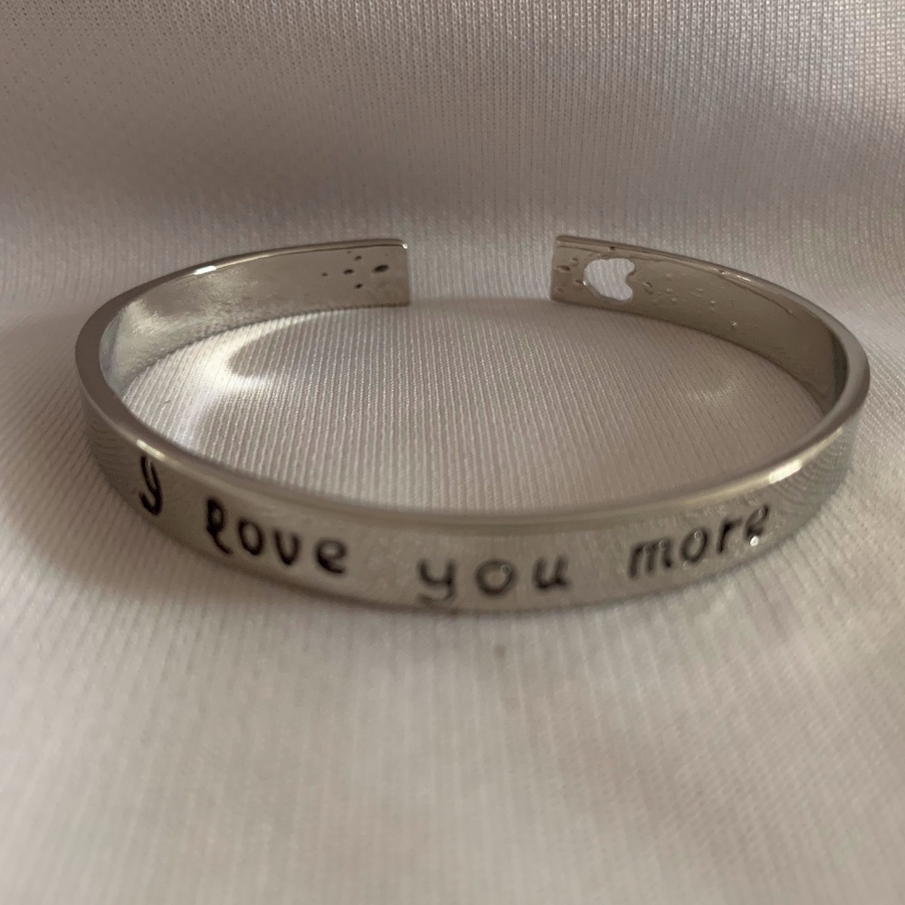 I Love You More Cuff, Silver Plated Bracelet